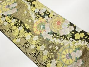 御所車に桜尽くし模様織出し袋帯